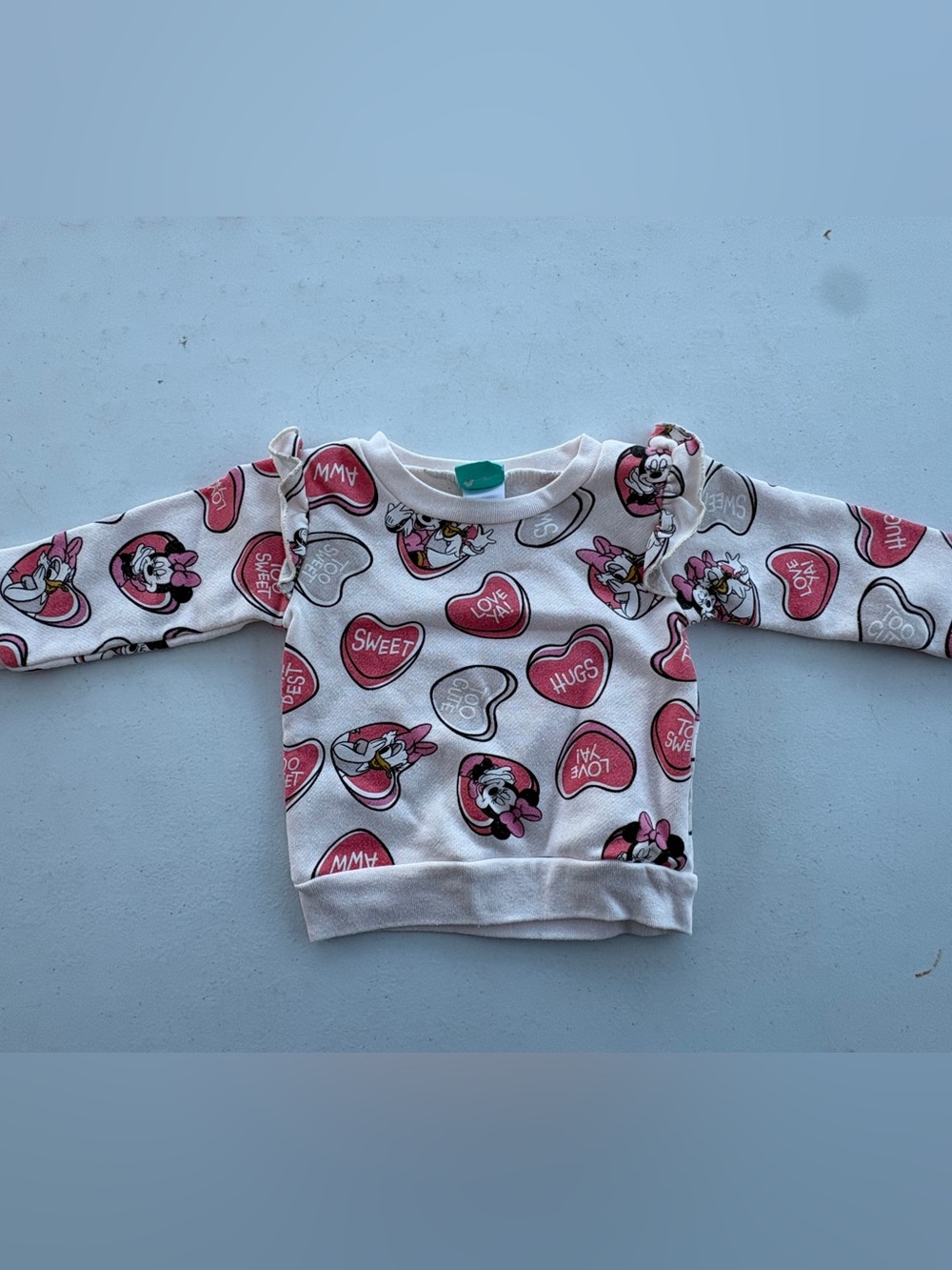 Disney Pink and White Minnie Mouse Heart-Print Long Sleeve Top